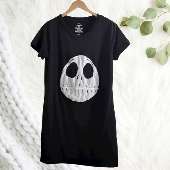 Disney's Tim Burton's Nightmare Before Christmas Skull Pocket Sleepwear Dress - Picture 1 of 10